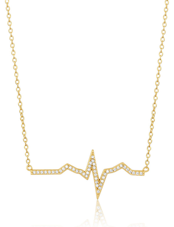 V Coterie pave heartbeat necklace