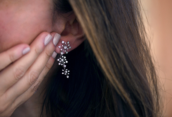 Three Happiness Couture Diamond Snowflake earrings 