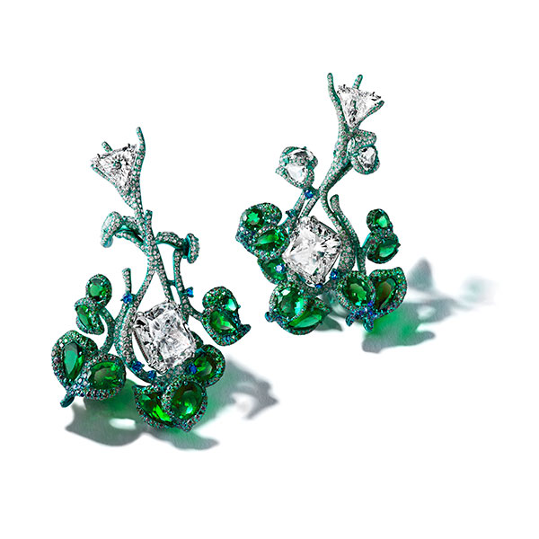 Cindy Chao XVI Morning Dew Green Vine earrings