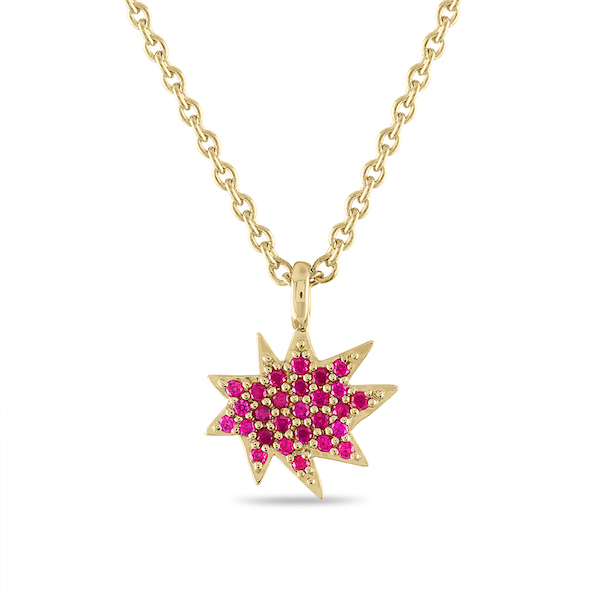 Emily Kuvin mini stella necklace pave rubies