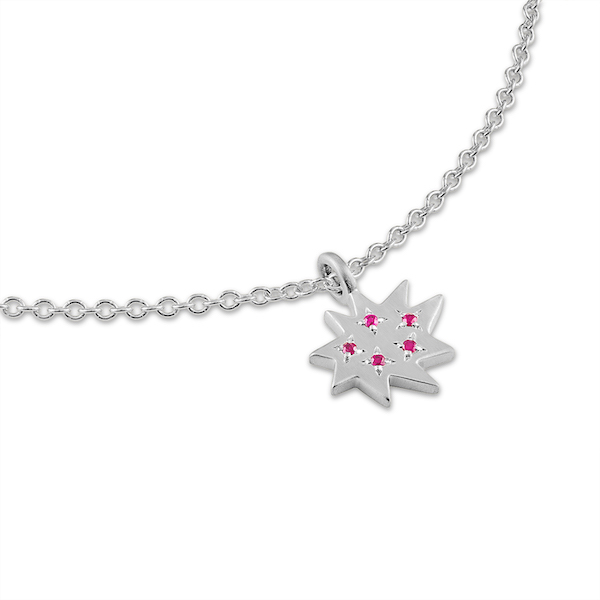 Emily Kuvin silver mini stella necklace ruby2