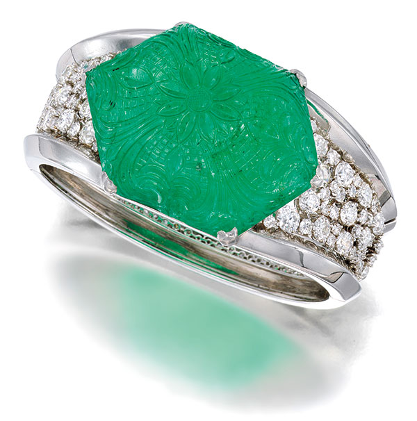 Flato 200 ct carved emerald bracelet