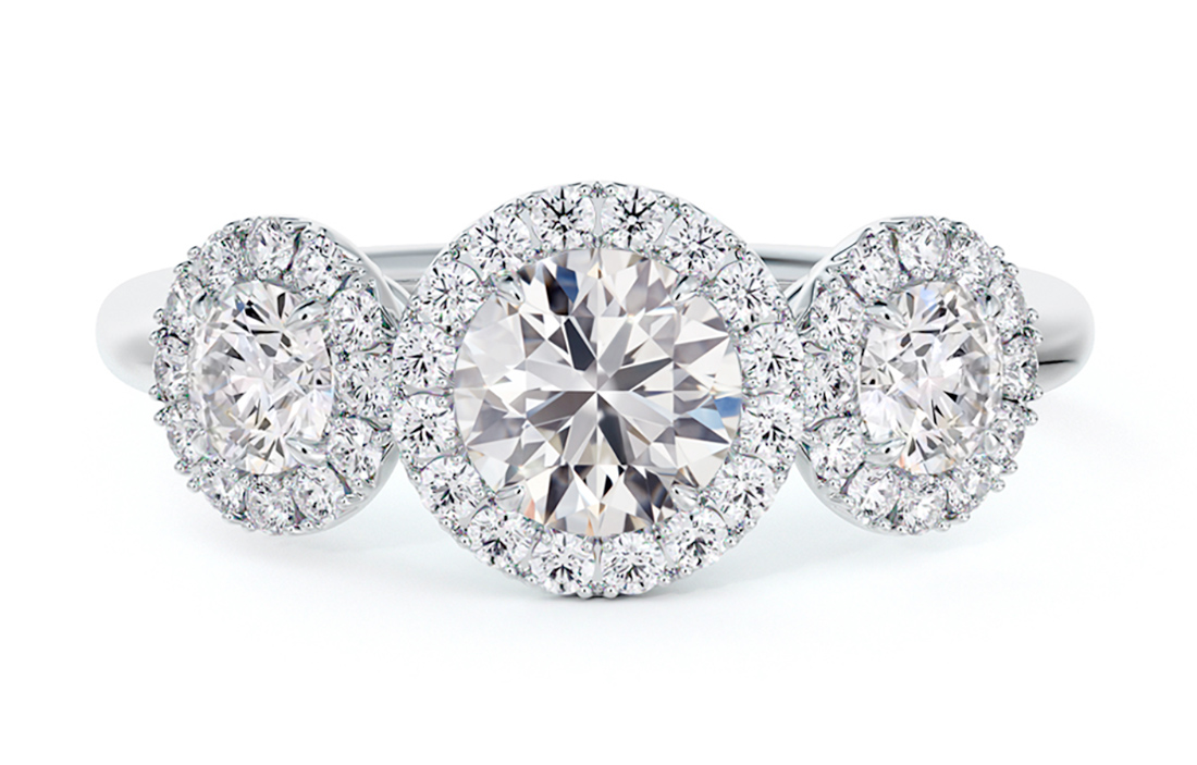 Portfolio by De Beers Forevermark halo three stone ring