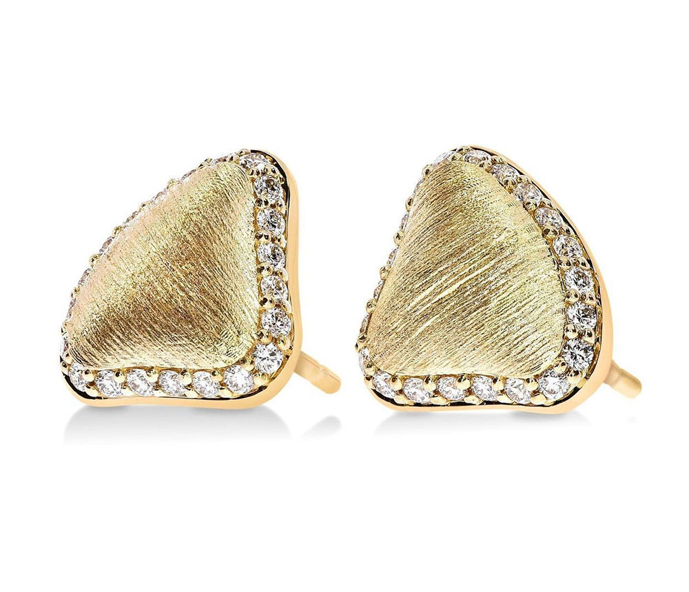 Rebecca Noff brushed gold and diamond earrings