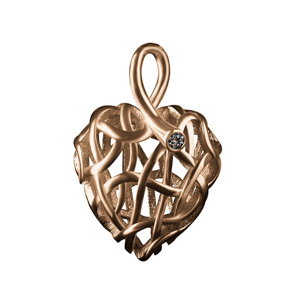 Entwined mesh heart pendant