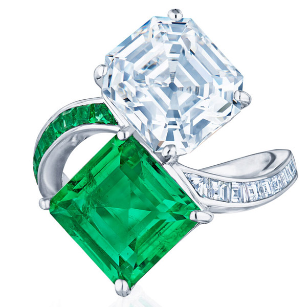 Kwiat emerald diamond ring
