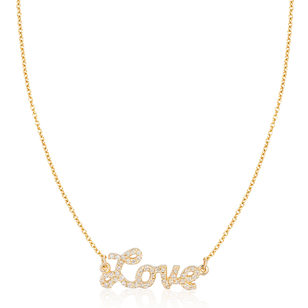 Ariana Rabbani love diamond script necklace