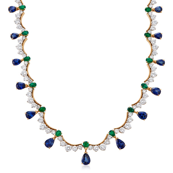 Oscar Heyman Brothers sapphire emerald and diamond necklace