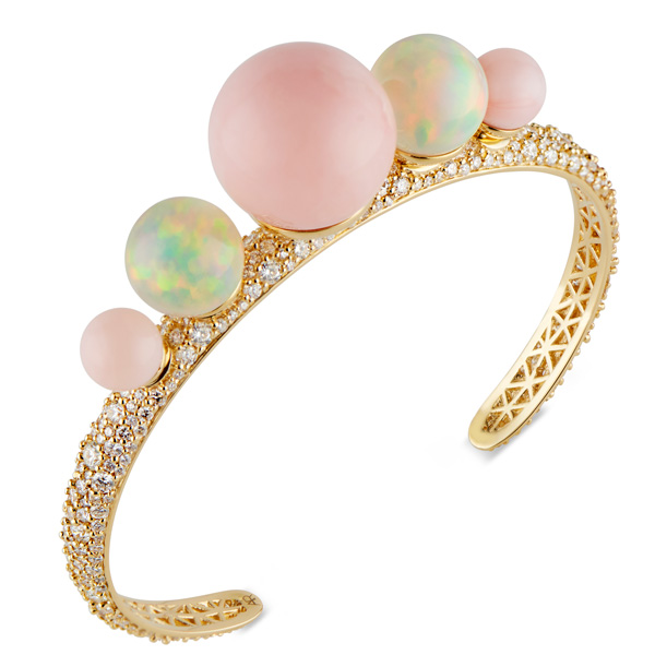 Akaila Reid pink and Ethiopian opal cuff