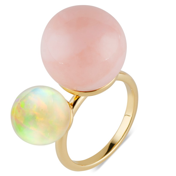 Akaila Reid pink and Ethiopian opal ring