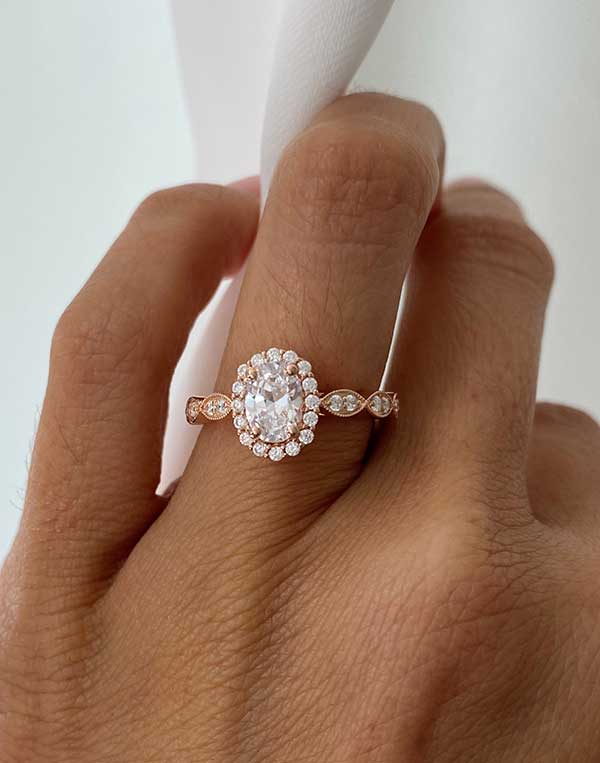 Angela Cisneros rose gold oval diamond ring