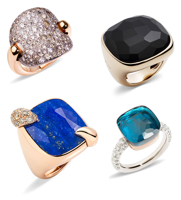 Pomellato lapis onyx diamond blue topaz rings