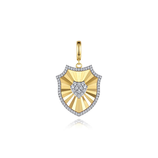 Gabriel diamond-cut gold shield pendant Gabriel diamond-cut gold shield pendant