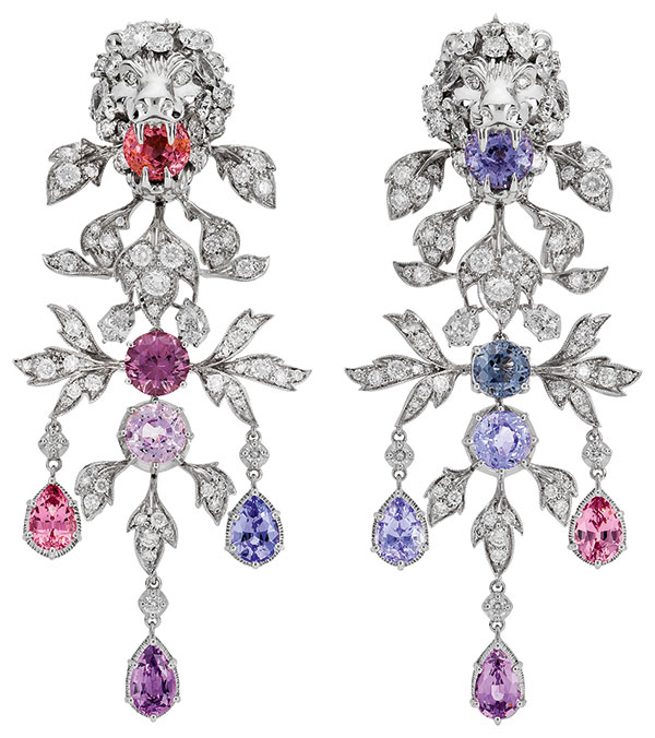 Gucci high jewelry pink lilac light blue spinel earrings
