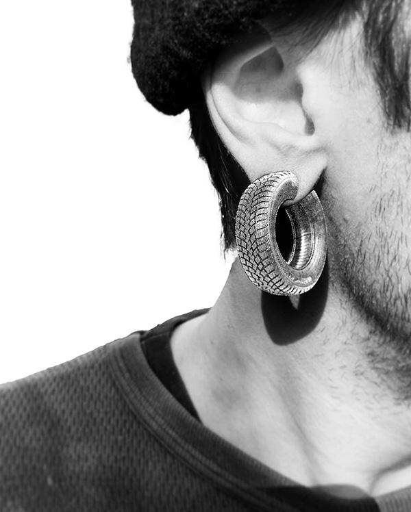 Bryan Parnham Photoeteched Tire Earring