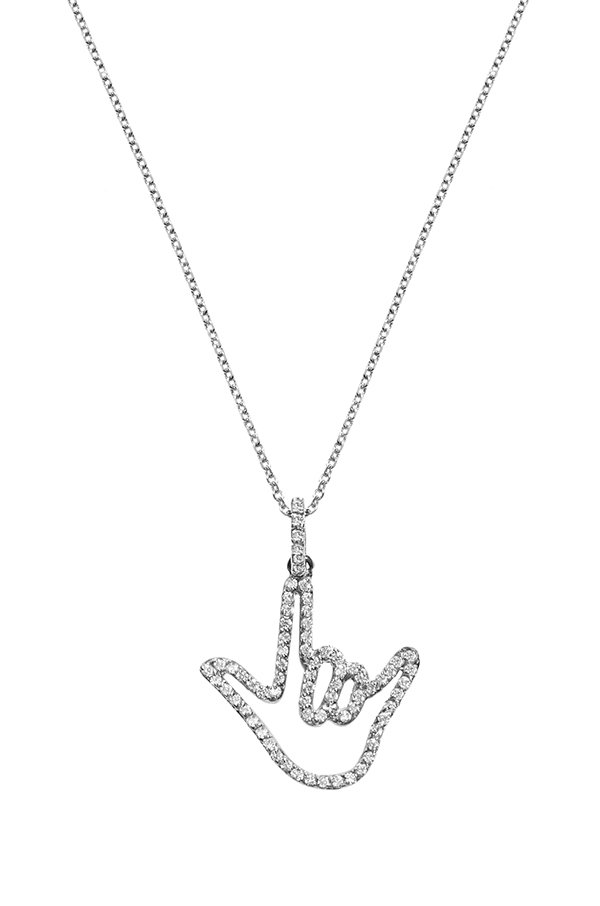 Diamond with white gold love necklace