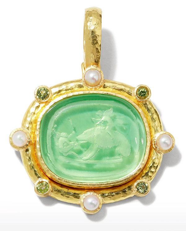 Elizabeth Locke cupid riding bear pendant