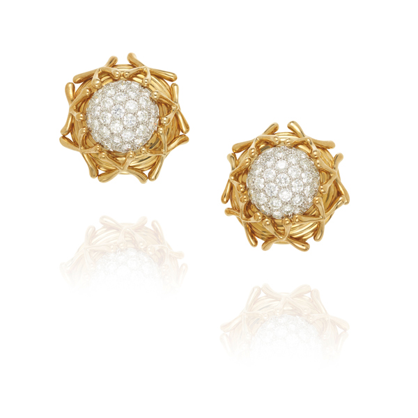 Schlumberger for Tiffany diamond and gold earclips