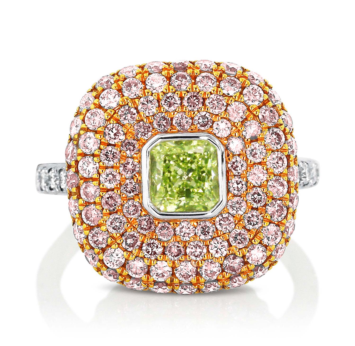 Yael green pink diamond ring