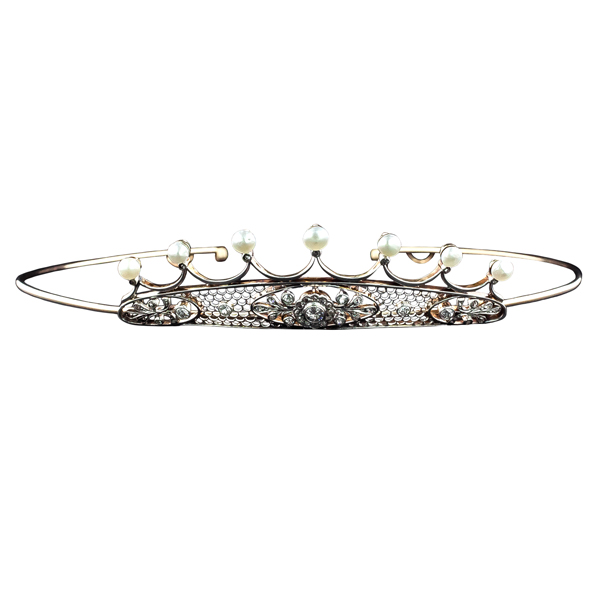 Antique diamond and pearl tiara