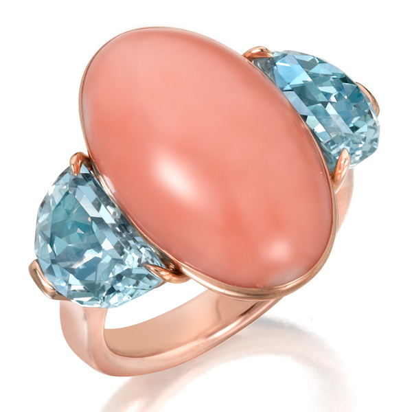 Assael orange angel skin coral ring