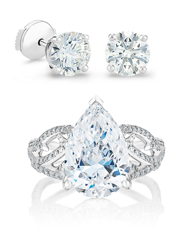 De Beers DB studs and Volute ring