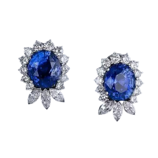 Diamond and sapphire earclips