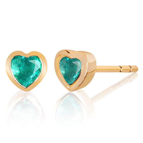 EF Collection emerald heart stud earrings