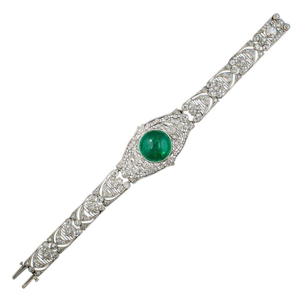 Edwardian diamond and emerald bracelet