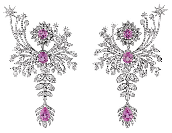 Gucci pink sapphire diamond high jewelry earrings