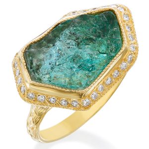 Just Jules rough emerald ring