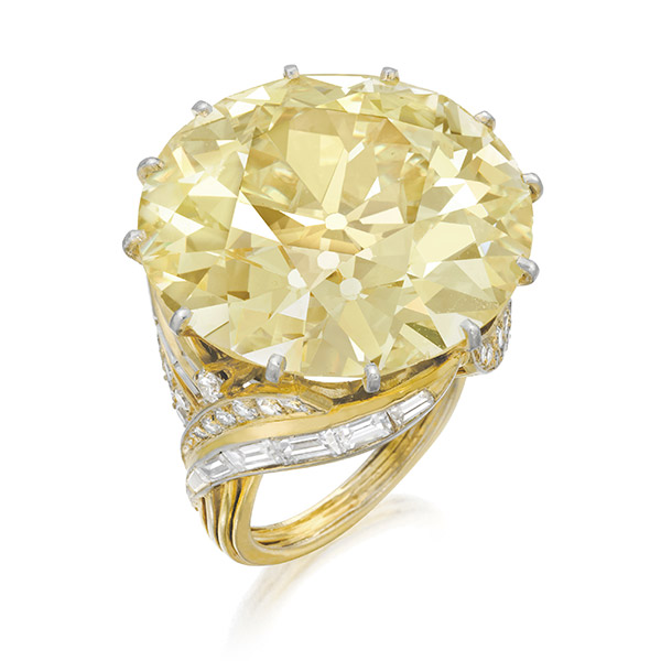 Phillips yellow diamond gold platinum 1945 ring