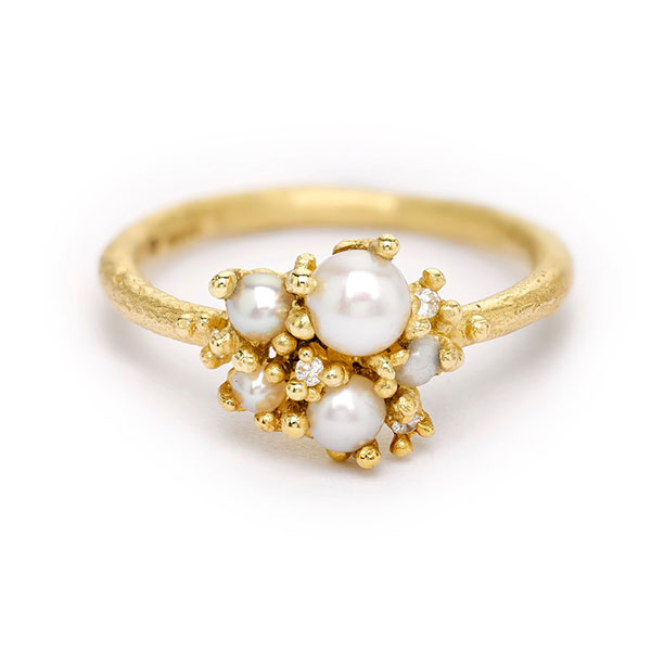 Ruth Tomlinson Pearl and Diamond Cluster ring