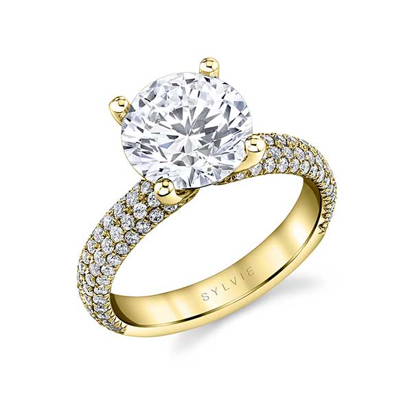 Sylvie round diamond ring yellow gold
