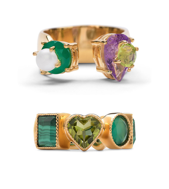 Veert Green shape rings