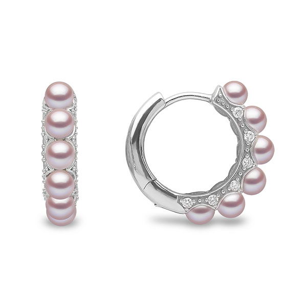 Yoko London pink pearl hoops