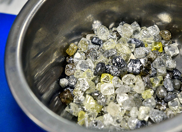 Bowl of rough diamonds