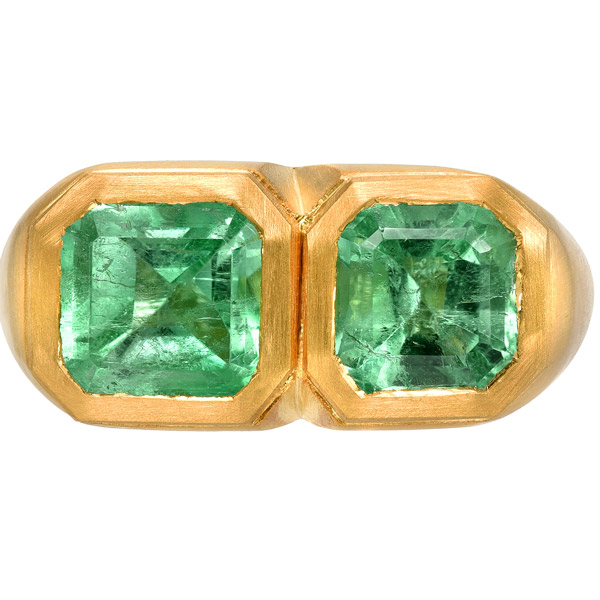 Darius double mint emerald ring
