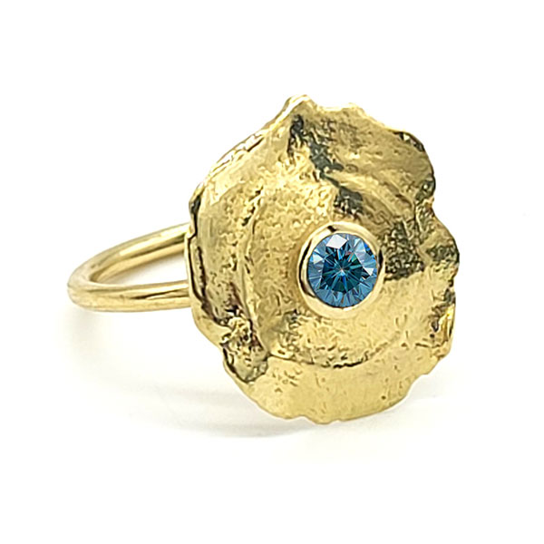 Gold and Smoke gold and Montana sapphire ring