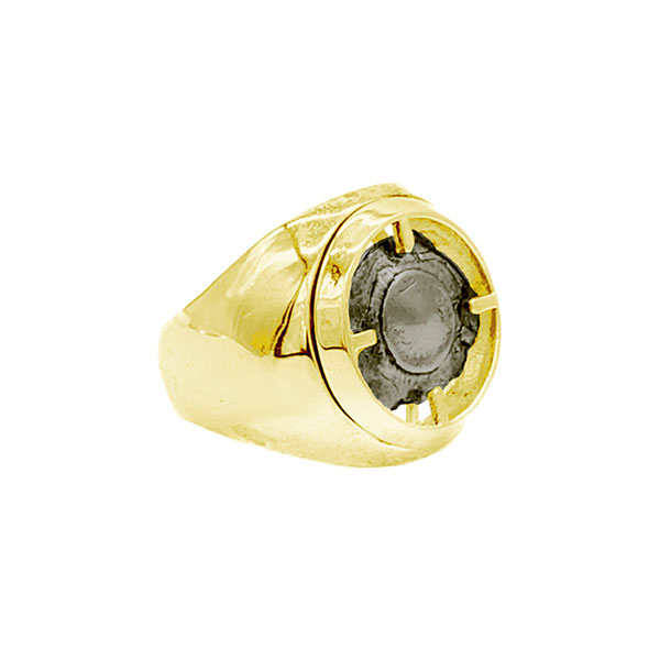 Gold and Smoke gold and oxidized silver ring
