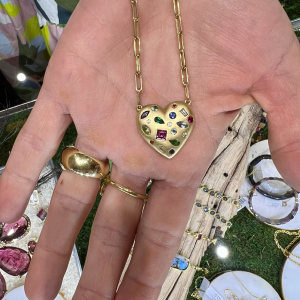 Lauren K gold gemstone heart pendant