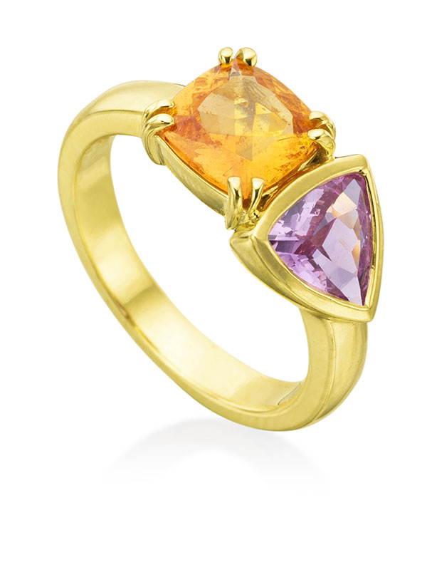 Lauren K orange and pink gemstone ring
