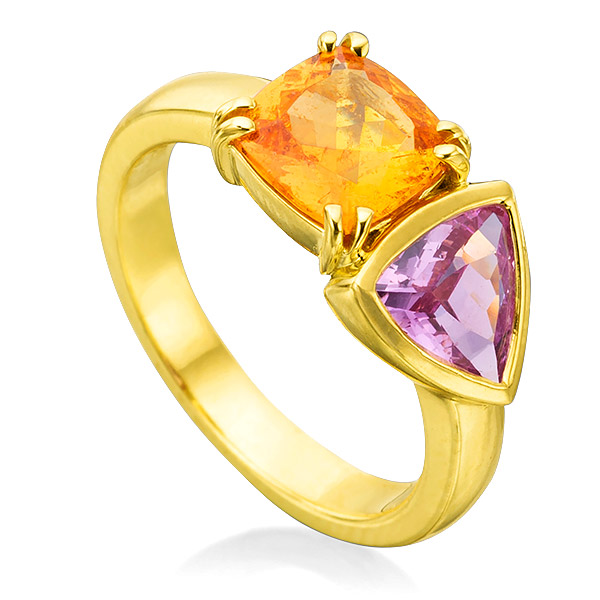 Lauren K orange garnet pink sapphire ring