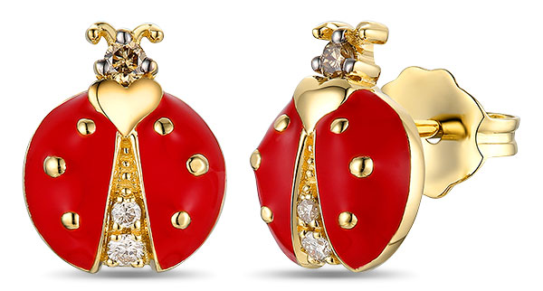 Le Vian ladybug enamel earrings