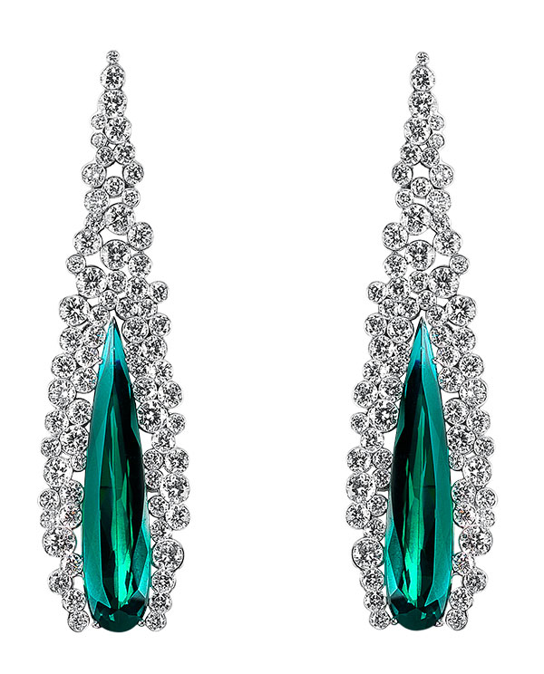 Palmiero bubbly green tourmaline diamond earrings