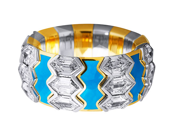 Picchiotti Xpandable turquoise ceramic diamond ring
