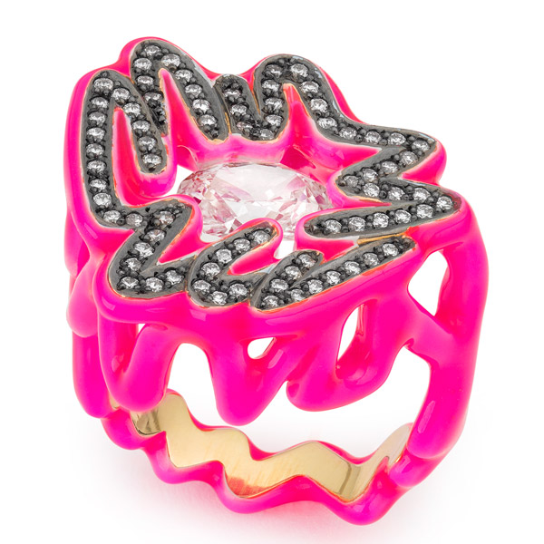 Solange Scribbles pink ring