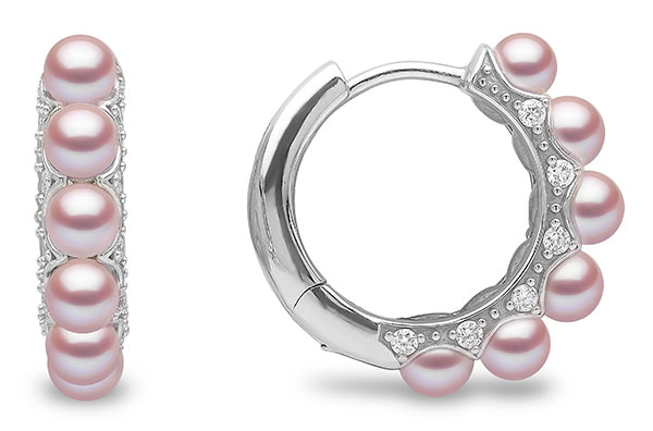 Yoko London pink freshwater pearl diamond earrings
