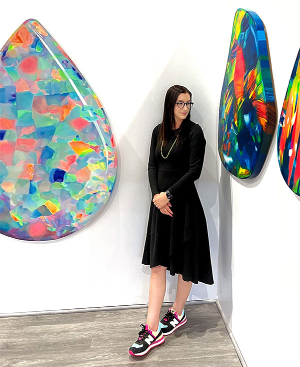 Angie Crabtree with opal paintings