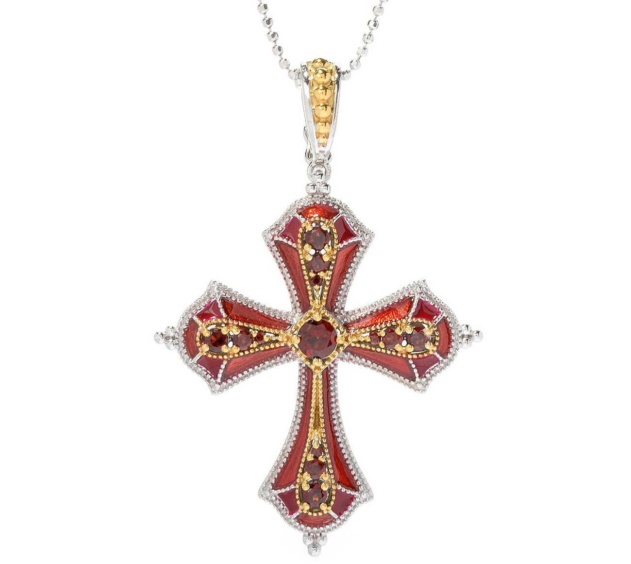 Dallas Prince garnet etruscan cross pendant